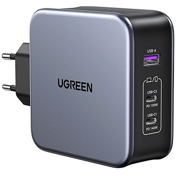 Ugreen USB-A+2× USB-C 140W GaN Tech Fast Charger with C to C Cable 2M EU Black