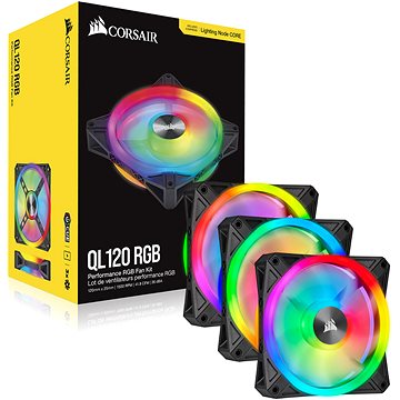 Corsair iCUE QL120 RGB 120 mm PWM Triple Fan + Lighting Node CORE