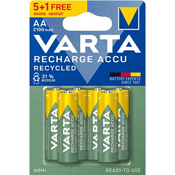 VARTA nabíjateľná batéria Recharge Accu Recycled AA 2100 mAh R2U 5+1 ks