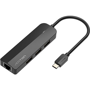 Vention Type-C (USB-C) to 3× USB 2.0/RJ45/Micro-B HUB 0,15 m Black ABS Type