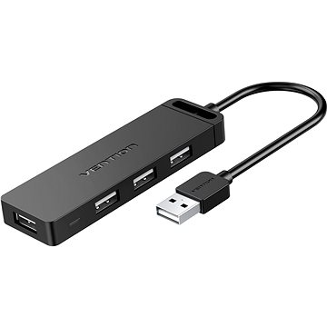 Vention 4-Port USB 2.0 Hub with Power Supply 0,15 m Black - USB hub