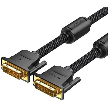 Vention Cotton Braided DVI Dual-link (DVI-D) Cable 0,5 m Black