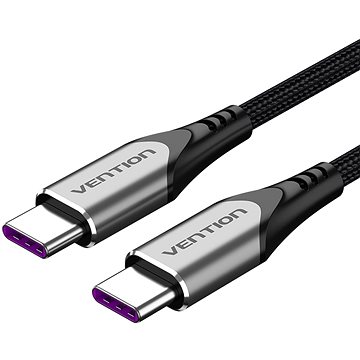 Vention Type-C (USB-C) 2.0 (M) to USB-C (M) 100W/5A Cable 1.5M Gray Aluminum Alloy Type - Dátový kábel