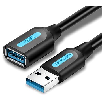 Vention USB 3.0 Male to USB Female Extension Cable 0.5m Black PVC Type