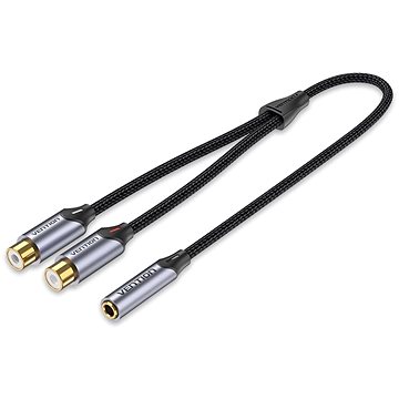 Vention Cotton Braided 3,5 mm Female to 2-Female RCA Audio Cable 0,3 m Gray Aluminum Alloy Type