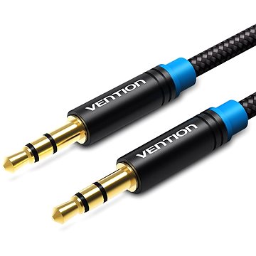 Vention Cotton Braided 3,5 mm Jack Male to Male Audio Cable 5 m Black Metal Type - Audio kábel