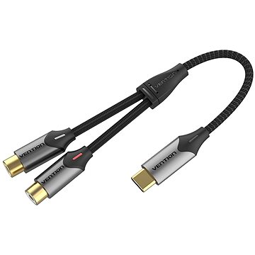 Vention USB-C Male to 2-Female RCA Cable 0,5 m Gray Aluminum Alloy Type