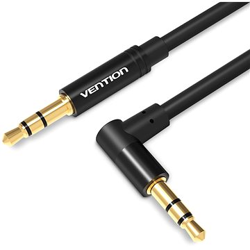 Vention 3.5mm to 3,5 mm Jack 90° Audio Cable 1,5 m Black Metal Type - Audio kábel