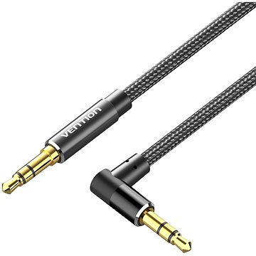 Vention Cotton Braided 3,5 mm Male to Male Right Angle Audio Cable 0.5M Black Aluminum Alloy Type