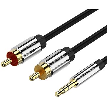 Vention 3,5 mm Jack Male to 2× RCA Male Audio Cable 2 m Black Metal Type