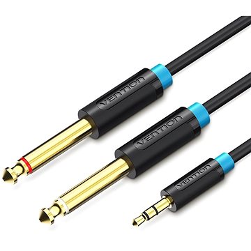 Vention 3,5 mm Male to 2× 6,3 mm Male Audio Cable 0,5 m Black