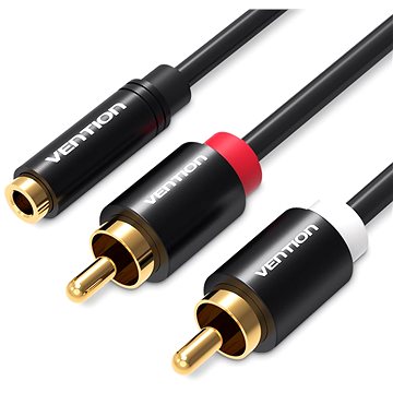 Vention 3,5 mm Female to 2× RCA Male Audio Cable 1 m Black Metal Type