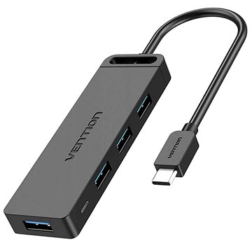 Vention Type-C to 4-Port USB 3.0 Hub with Power Supply Black 0.5M ABS Type - USB hub