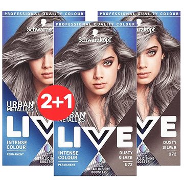 SCHWARZKOPF Live Metallic U72 Dusty Silver 3× - Hair Dye 