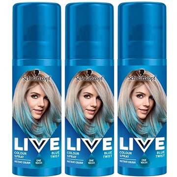SCHWARZKOPF LIVE Color Sprays Blue Twist 3 × 120 ml - Hair Colour Spray |  