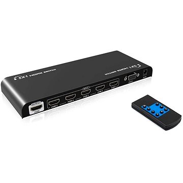 PremiumCord 4Kx2K@60Hz HDMI 2.0 switch 5 : 1 HDR, RS232 s diaľkovým ovládačom