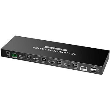 PremiumCord 4K@60Hz HDMI2.0 KVM switch 4:1 s diaľkovým ovládačom