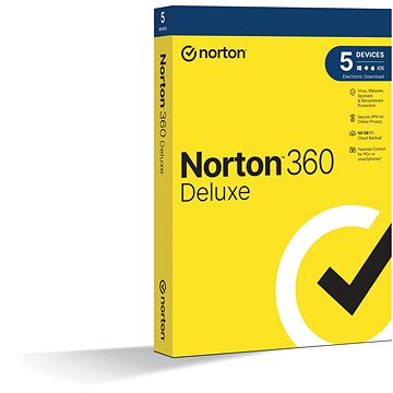 Norton 360 Deluxe 50 GB, VPN, 1 používateľ, 5 zariadení, 24 mesiacov (elektronická licencia)