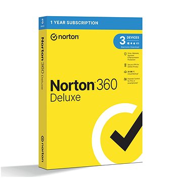 Norton 360 Deluxe 25GB, 1 používateľ, 3 zariadenia, 12 mesiacov (elektronická licencia)