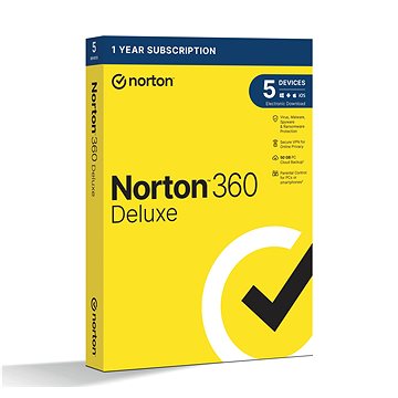 Norton 360 Deluxe 50GB, 1 používateľ, 5 zariadení, 12 mesiacov (elektronická licencia)