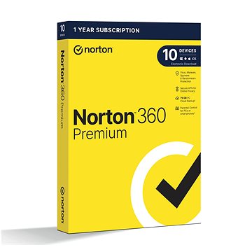 Norton 360 Premium 75GB, 1 používateľ, 10 zariadení, 12 mesiacov (elektronická licencia)