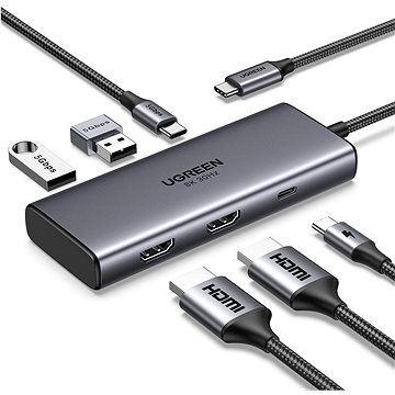 UGREEN 6-in-1 USB-C to 2× HDMI/2× USB 3.0/PD100 W