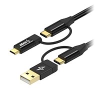 Dátový kábel AlzaPower MultiCore 4in1 USB 1 m čierny