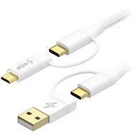 Dátový kábel AlzaPower MultiCore 4 i n1 USB 1 m biely