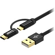AlzaPower AluCore 2 in 1 Micro USB + USB-C 0,5 m čierny - Dátový kábel