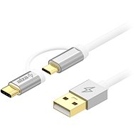 AlzaPower AluCore 2 in 1 Micro USB + USB-C 1 m strieborný - Dátový kábel