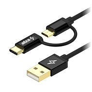 AlzaPower MultiCore Micro USB + USB-C 1 m Black - Dátový kábel