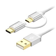 AlzaPower MultiCore Micro USB + USB-C 1 m Silver - Dátový kábel