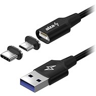 Dátový kábel AlzaPower MagCore 2 in 1 USB-C + Micro USB, 5A, 0,5 m čierny
