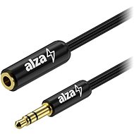 Audio kábel AlzaPower AluCore Audio 3,5 mm Jack (M) to 3,5 mm Jack (F) 1 m čierny - Audio kabel