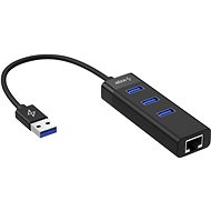 USB hub AlzaPower Core USB-A (M) na 3× USB-A (F) s LAN čierna