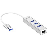AlzaPower AluCore USB-A (M) na 3× USB-A (F) s LAN strieborná - USB hub