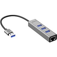 AlzaPower AluCore USB-A (M) na 3× USB-A (F) s LAN vesmírno-sivá - USB hub