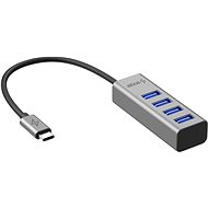 USB hub AlzaPower AluCore USB-C (M) na 4× USB-A (F) vesmírno-sivá