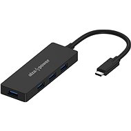 USB hub AlzaPower FlatCore USB-C (M) na 4× USB-A 3.0 (F) čierny