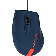 CANYON myš drôtová M-11, 3 tlačidlá, 1000 dpi, pogumovaný povrch, modrá - červené logo - Myš