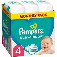Detské plienky PAMPERS Active Baby veľ. 4, Monthly Pack 180 ks