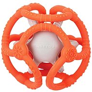 Nattou hryzadlo silikónové, lopta 2 v 1 bez BPA 10 cm, oranžovo-sivé - Hryzátko