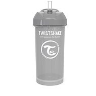 TWISTSHAKE Fľaša so slamkou 360 ml – sivá - Detská fľaša na pitie