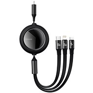 Dátový kábel Baseus  One-for-three Retractable Data Cable Type-C to M+L+C 1,2 m 100 W Black