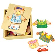 Drevené obliekacie puzzle v škatuľke - Pani Medvedica - Puzzle