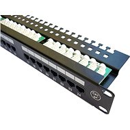 Patch panel DATACOM Patch panel 19" UTP 24 port CAT5E LSA 1U BK (3x8p) hor. zárez - Patch panel
