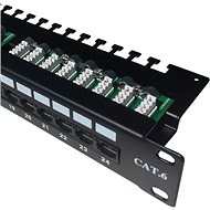 Patch panel Datacom Patch panel 19" UTP 24 port CAT6 LSA 1U BK (3× 8p) hor. zárez - Patch panel