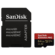 SanDisk MicroSDXC 64GB Extreme Pro A2 UHS-I (V30) U3 + SD Adapter - Memory Card