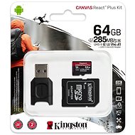 Pamäťová karta Kingston Canvas React Plus microSDXC 64GB + SD adaptér a čítačka kariet