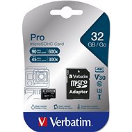 Pamäťová karta Verbatim MicroSDHC 32 GB Pro + SD adaptér